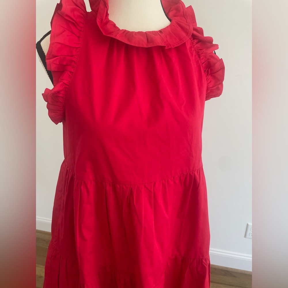 TCEC Red Ruffle Mini Dress, Size Small - Picture 3 of 14